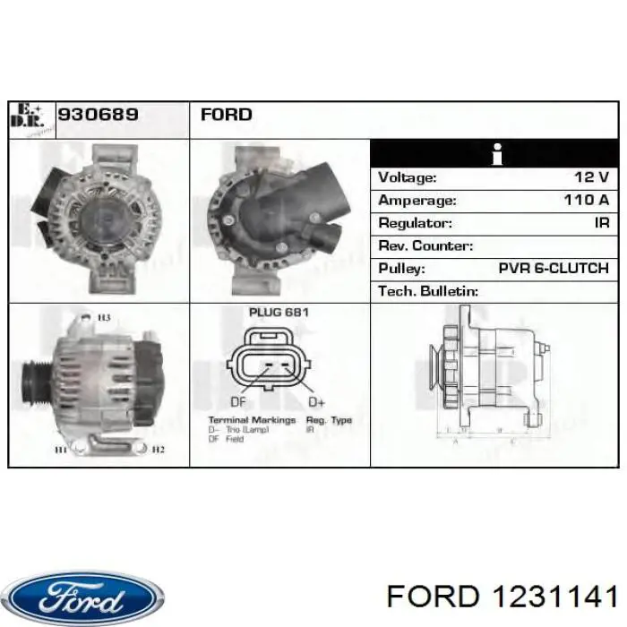 1231141 Ford alternator