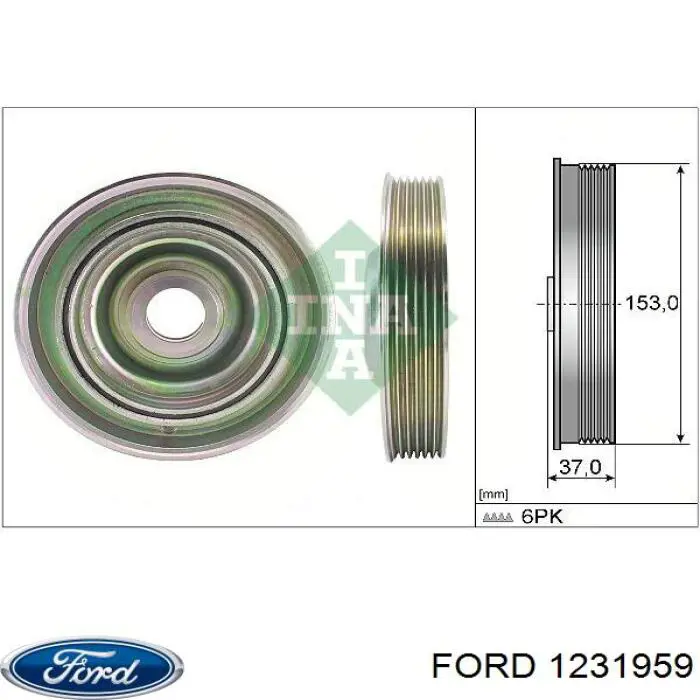 Do koszyka 1231959 Ford Koło pasowe wału korbowego