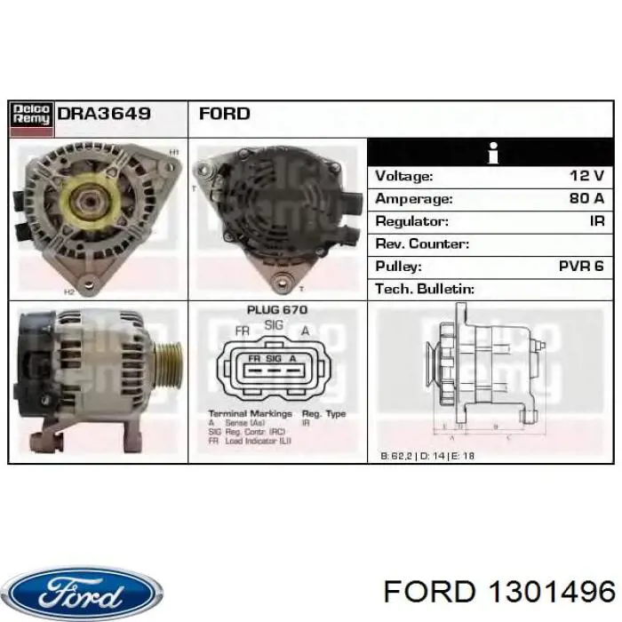 1301496 Ford alternator