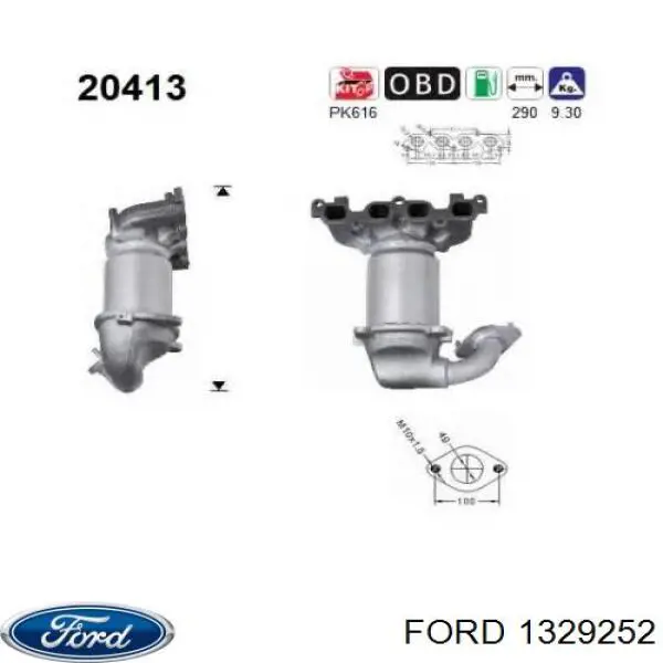 Do koszyka 1329252 Ford Kolektor wydechowy