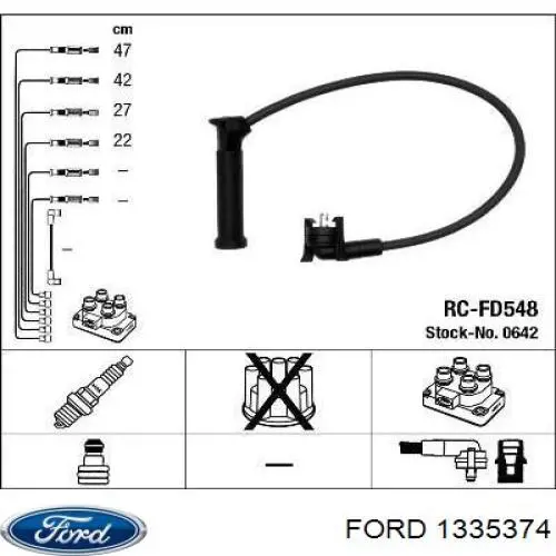 Zestaw przewodów wysokiego napięcia Ford 1335374 cena, od 54,99 USD