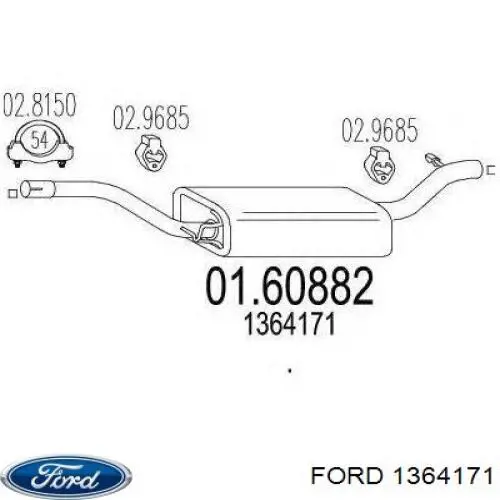 Do koszyka 1364171 Ford Tłumik, środkowa część