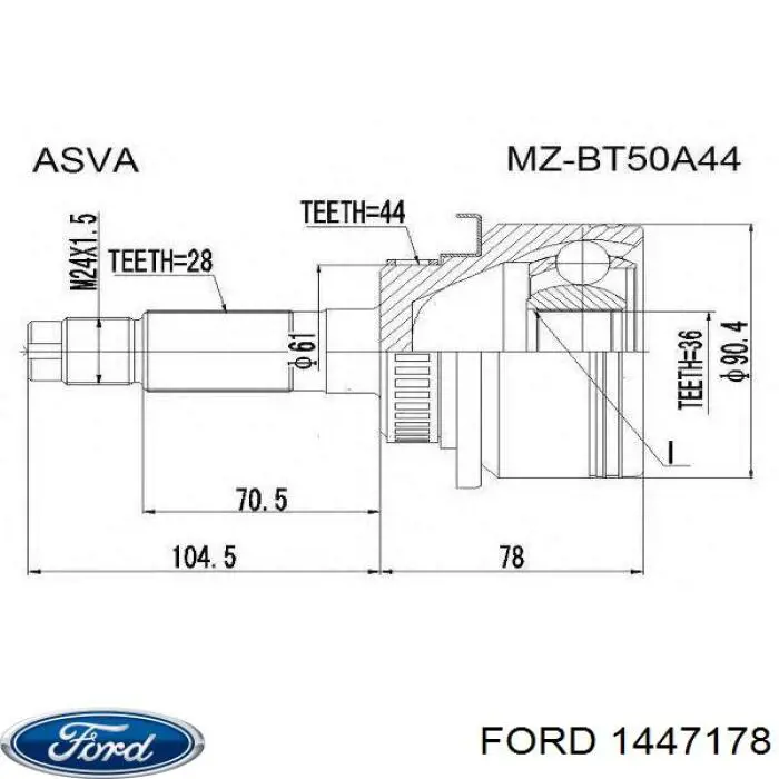1447178 Ford Półoś napędowa przednia prawa