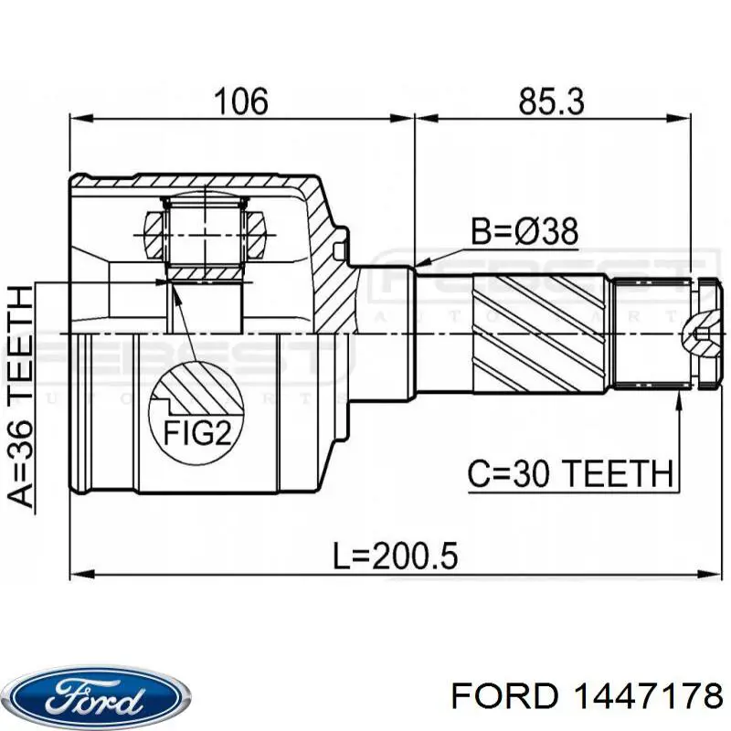 Półoś napędowa przednia prawa Ford 1447178 cena, od 112,37 USD