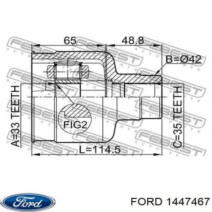 Półoś napędowa przednia prawa Ford 1447467 cena, od 80,02 USD