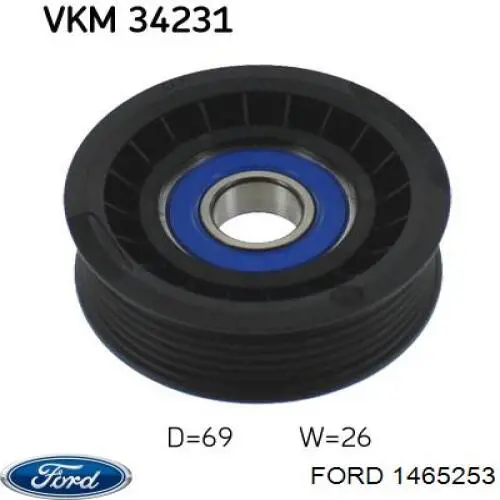 Do koszyka 1465253 Ford Rolka prowadząca, kierunkowa paska napędowego
