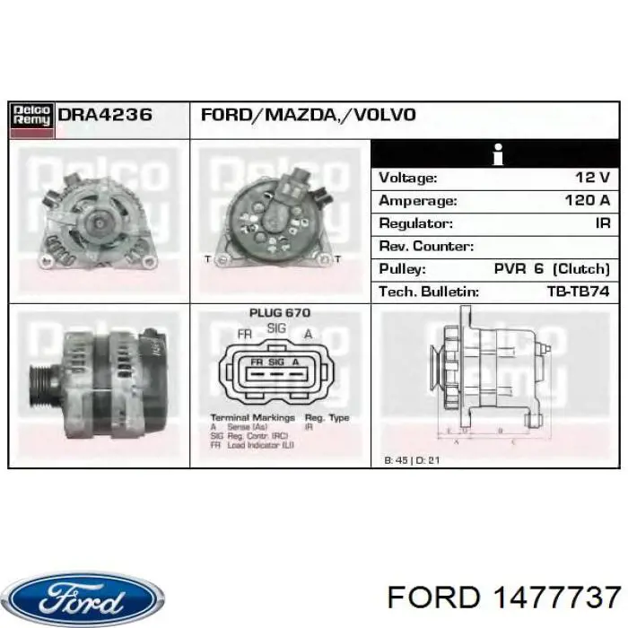 Alternator Ford 1477737