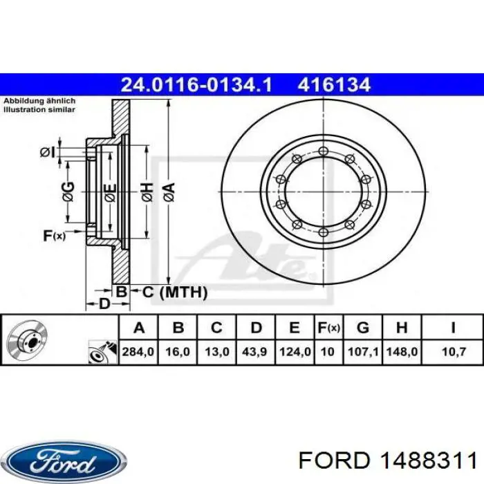 Tarcza hamulcowa tylna Ford 1488311 cena, od 49,85 USD