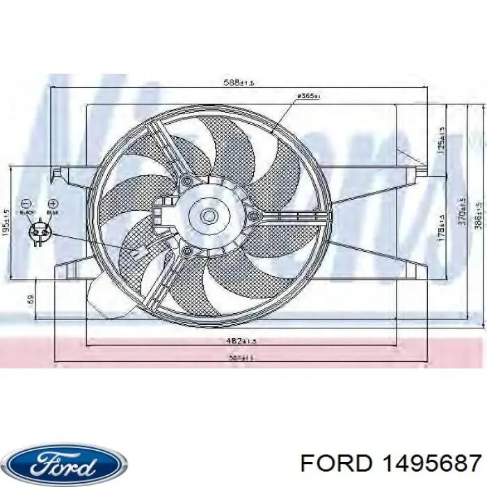 Dyfuzor chłodnicy, w komplecie z silnikiem i wirnikiem Ford C9G4A cena, od 69,81 USD