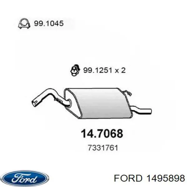 Tłumik, tylna część Ford 1495898 cena, od 87,29 USD