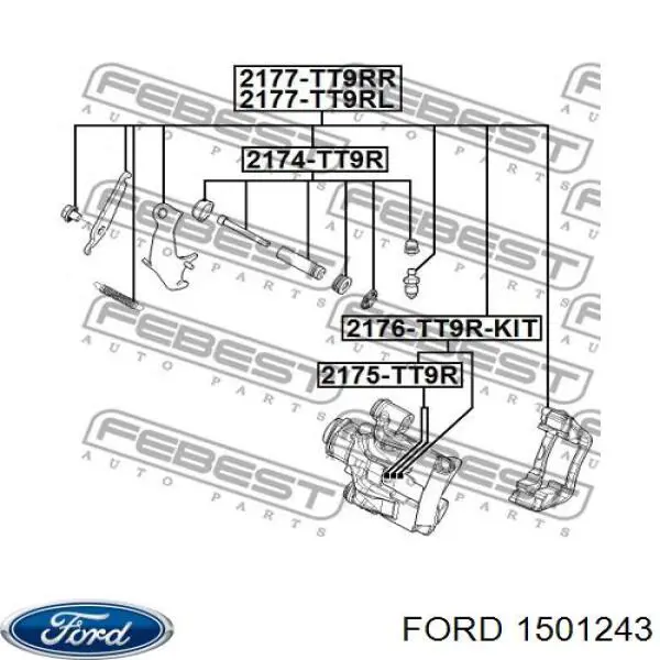 Do koszyka 1501243 Ford Zacisk hamulcowy tylny prawy