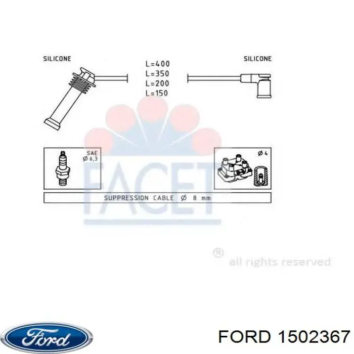 Do koszyka 1502367 Ford Zestaw przewodów wysokiego napięcia
