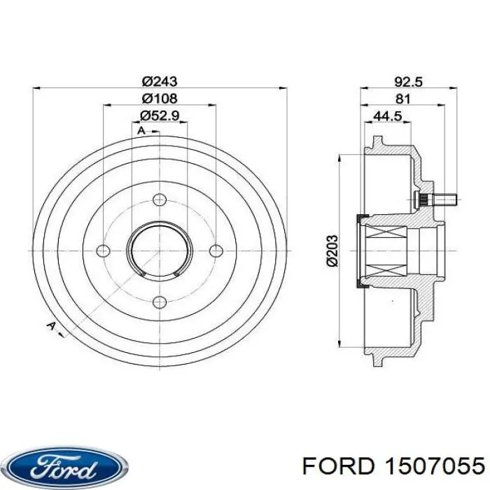 Do koszyka 1507055 Ford Bęben hamulcowy tylny