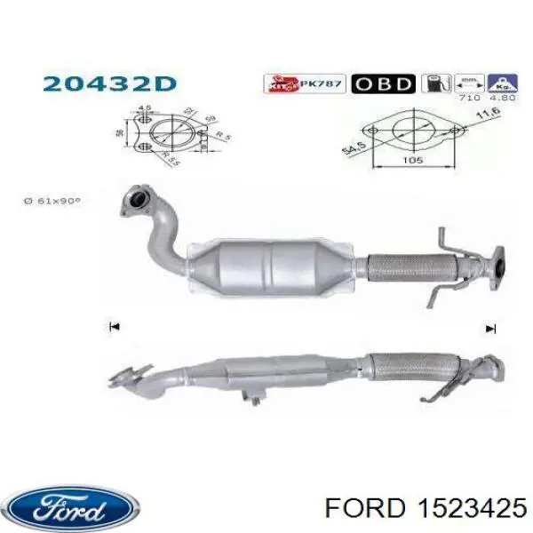 Do koszyka 1523425 Ford Konwerter-katalizator