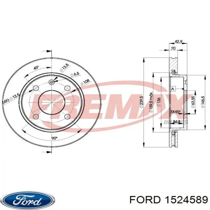 Do koszyka 1524589 Ford Tarcza hamulcowa przednia