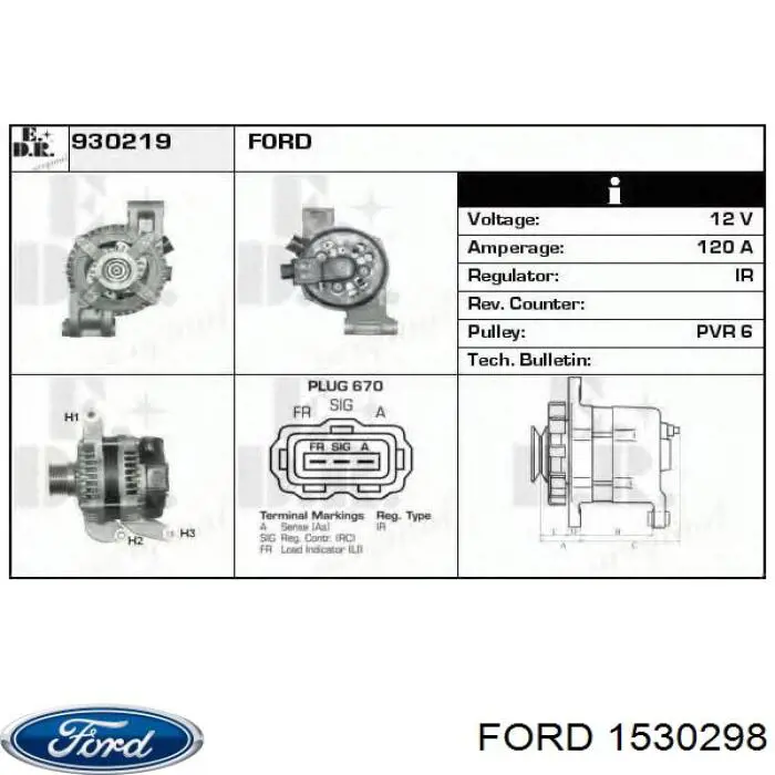 1530298 Ford Alternator