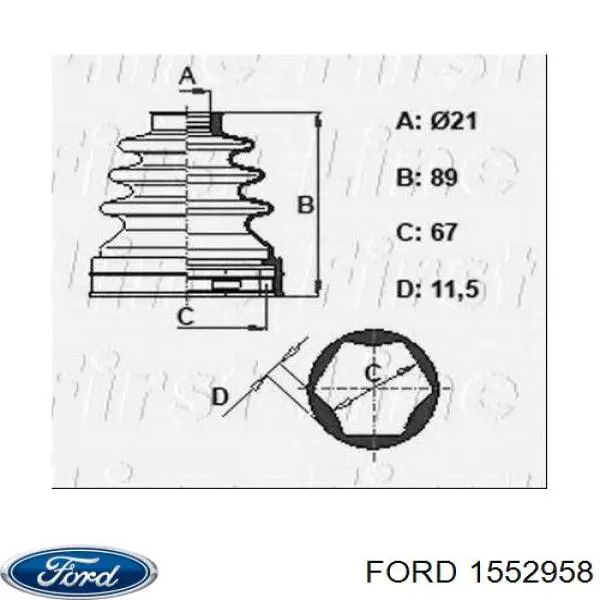 Osłona przegubu homokinetycznego półosi przedniej wewnętrzna Ford 1552958 cena, od 19,84 USD
