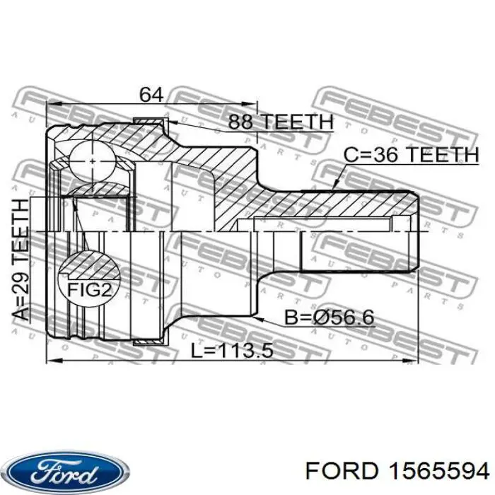 Półoś tylna Ford 1565594 cena, od 134,50 USD