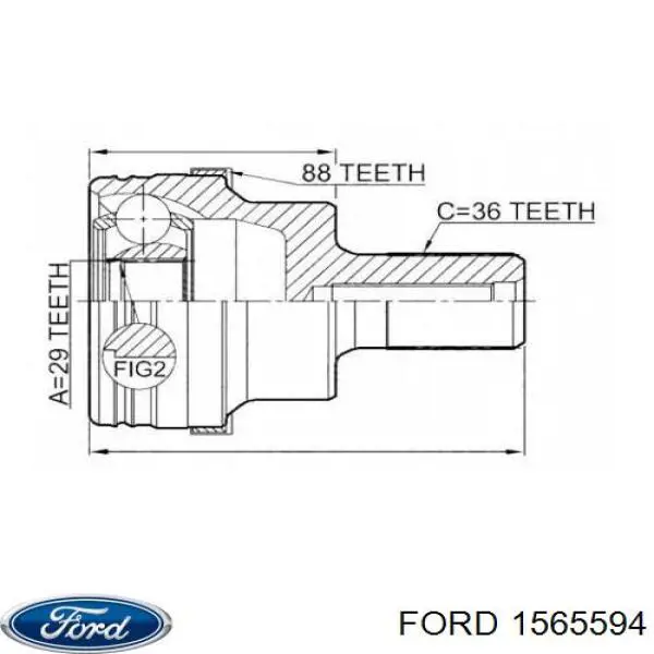 1565594 Ford Półoś tylna