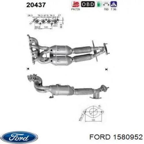 1580952 Ford Konwerter-katalizator