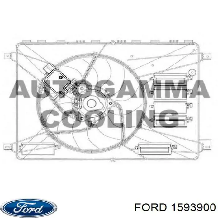 Dyfuzor chłodnicy, w komplecie z silnikiem i wirnikiem Ford 1593900 cena, od 99,32 USD