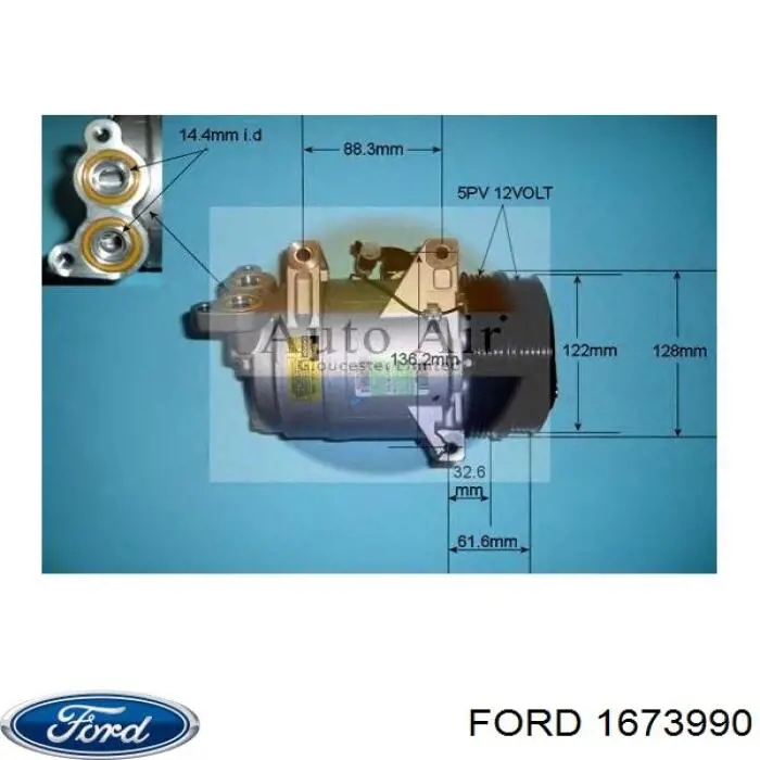 Sprężarka klimatyzacji Ford 1673990 cena, od 160,32 USD