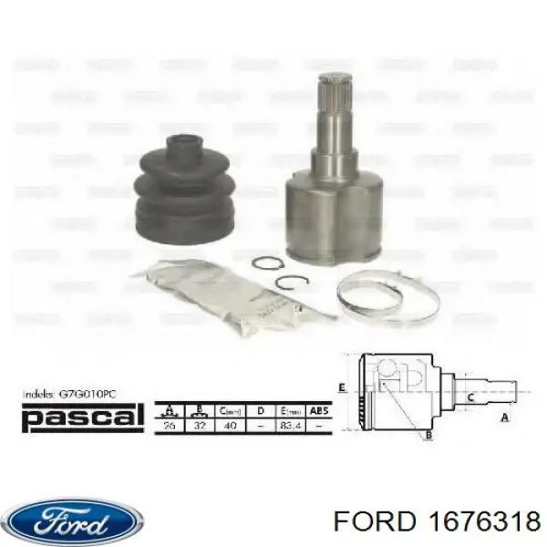 Do koszyka 1676318 Ford Przegub homokinetyczny wewnętrzny przedni lewy