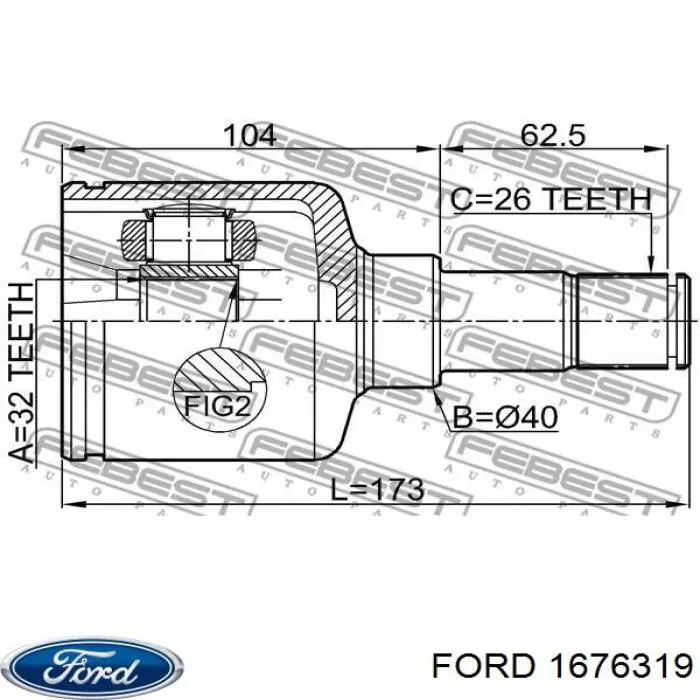 1676319 Ford Przegub homokinetyczny wewnętrzny przedni lewy