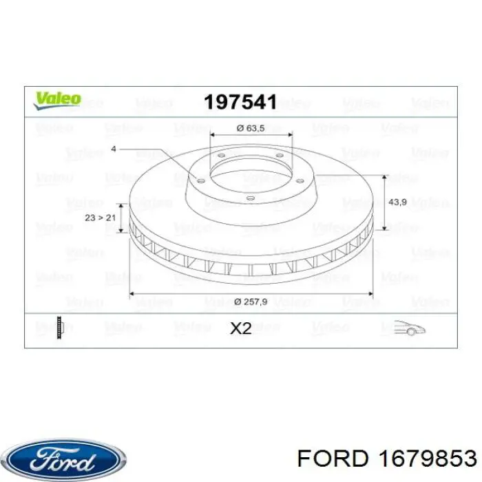 Tarcza hamulcowa przednia Ford 1679853 cena, od 46,84 USD