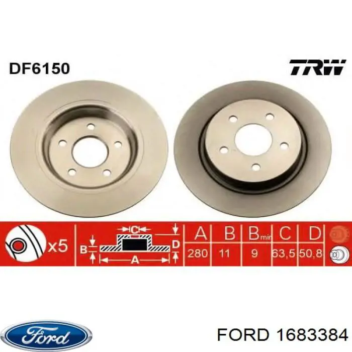 Tarcza hamulcowa tylna Ford 1683384 cena, od 43,27 USD