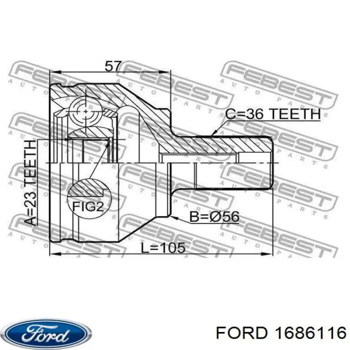 Półoś napędowa przednia lewa Ford 1686116 cena, od 118,67 USD