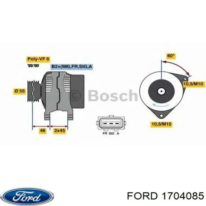 Alternator Ford 1704085 cena, od 143,59 USD