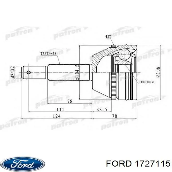 Do koszyka 1727115 Ford Półoś napędowa przednia prawa