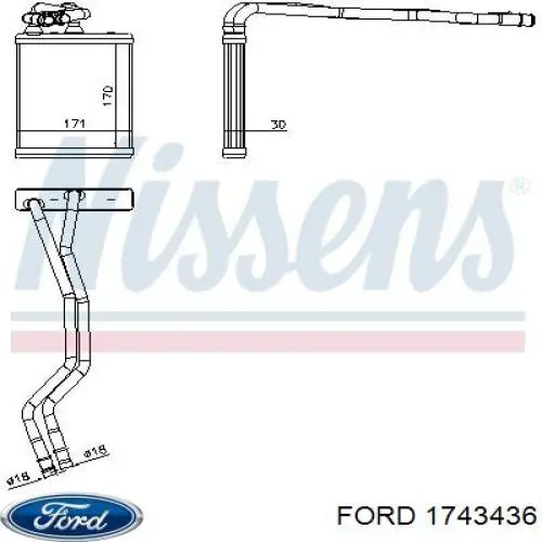 Chłodnica nagrzewnicy (ogrzewacza) Ford 1743436 cena, od 80,02 USD
