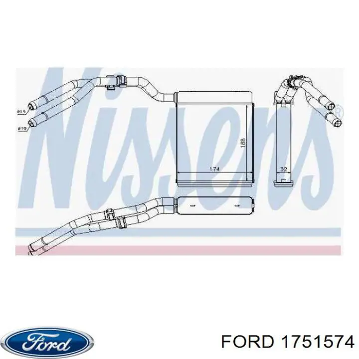 Chłodnica nagrzewnicy (ogrzewacza) Ford 1751574 cena, od 59,59 USD