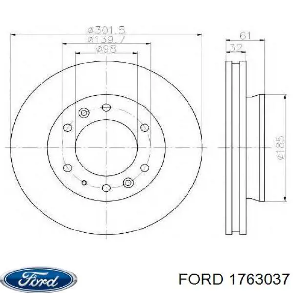 Do koszyka 1763037 Ford Tarcza hamulcowa przednia