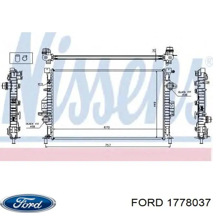 Chłodnica silnika Ford 1778037 cena, od 91,94 USD