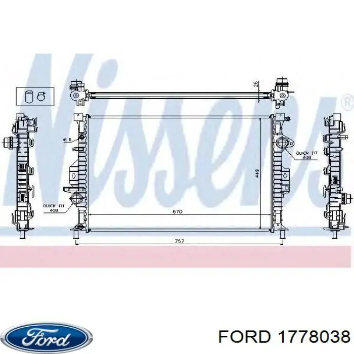Chłodnica silnika Ford 1778038 cena, od 110,70 USD