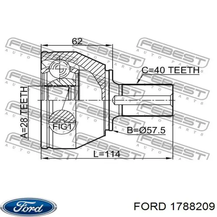 Półoś napędowa przednia lewa Ford 1788209 cena, od 113,42 USD