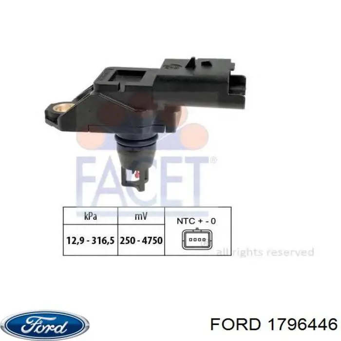 1796446 Ford Czujnik ciśnienia w kolektorze ssącym, MAP