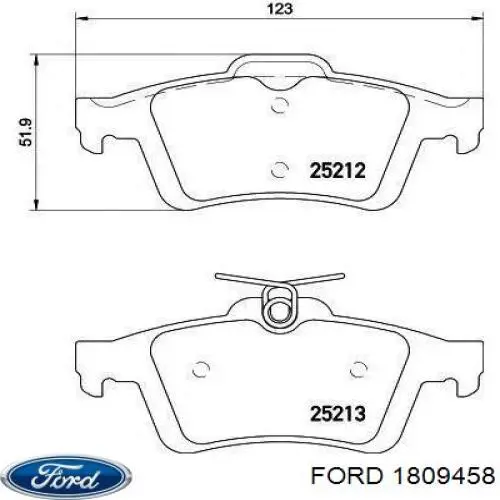 1809458 Ford Okładziny (klocki) do hamulców tarczowych tylne