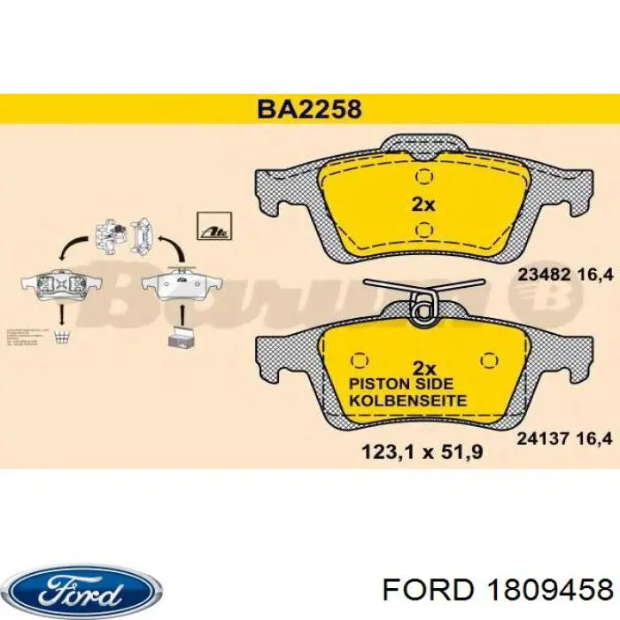 Okładziny (klocki) do hamulców tarczowych tylne Ford 1809458 cena, od 22,39 USD
