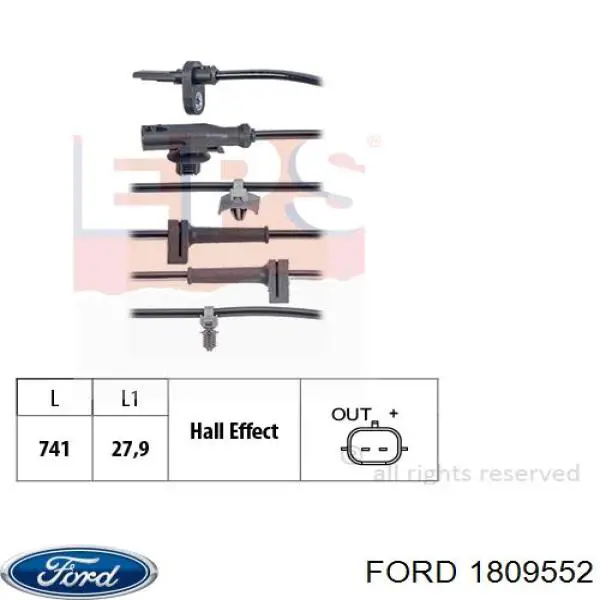 Czujnik ABS przedni Ford 1809552 cena, od 27,61 USD