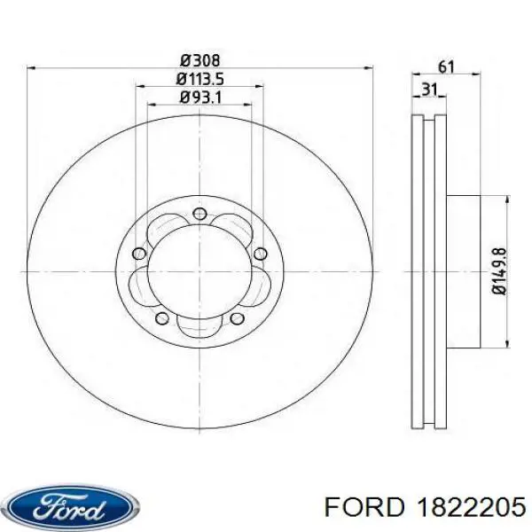 Do koszyka 1822205 Ford Tarcza hamulcowa przednia