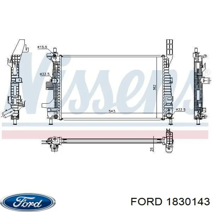 Do koszyka 1830143 Ford Chłodnica silnika