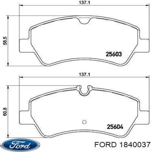 1840037 Ford Okładziny (klocki) do hamulców tarczowych tylne