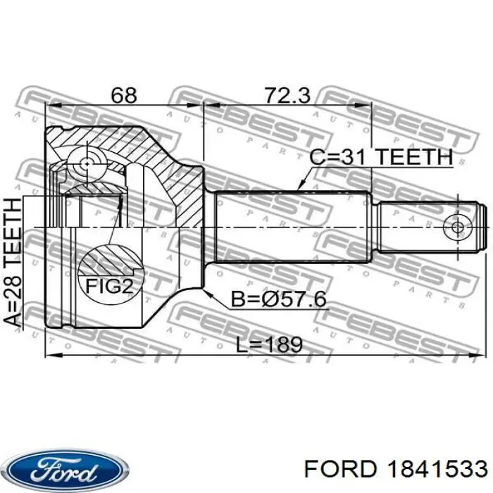 1841533 Ford Półoś napędowa przednia lewa
