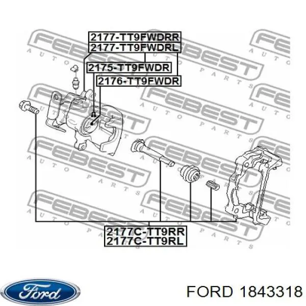 1843318 Ford Zacisk hamulcowy tylny prawy