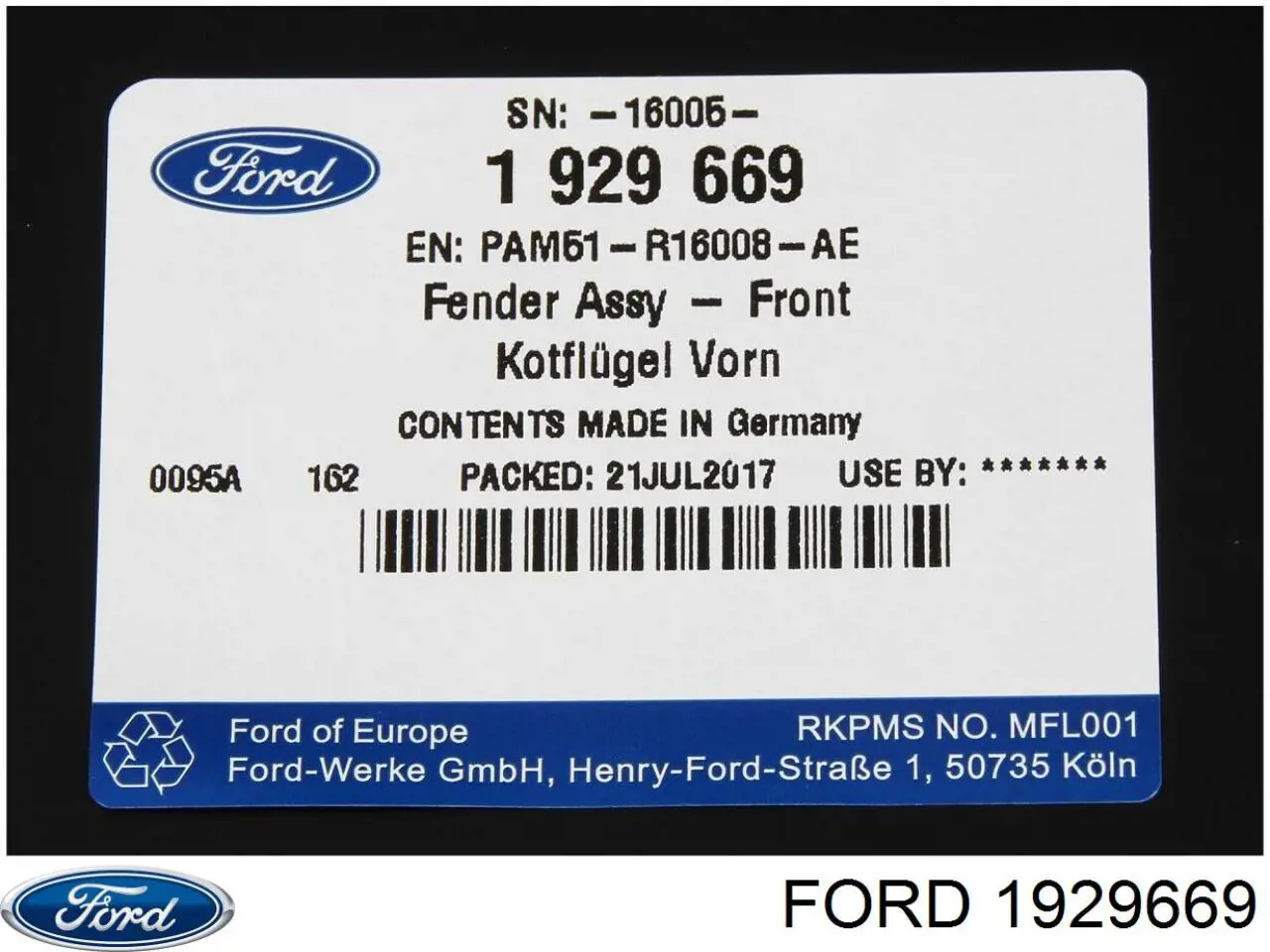 1929669 Ford Błotnik przedni prawy