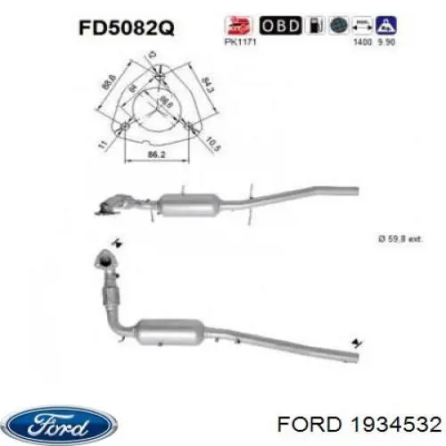 1934532 Ford Filtr cząstek stałych układu wydechowego
